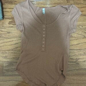 We the free short sleeve button up t-shirt